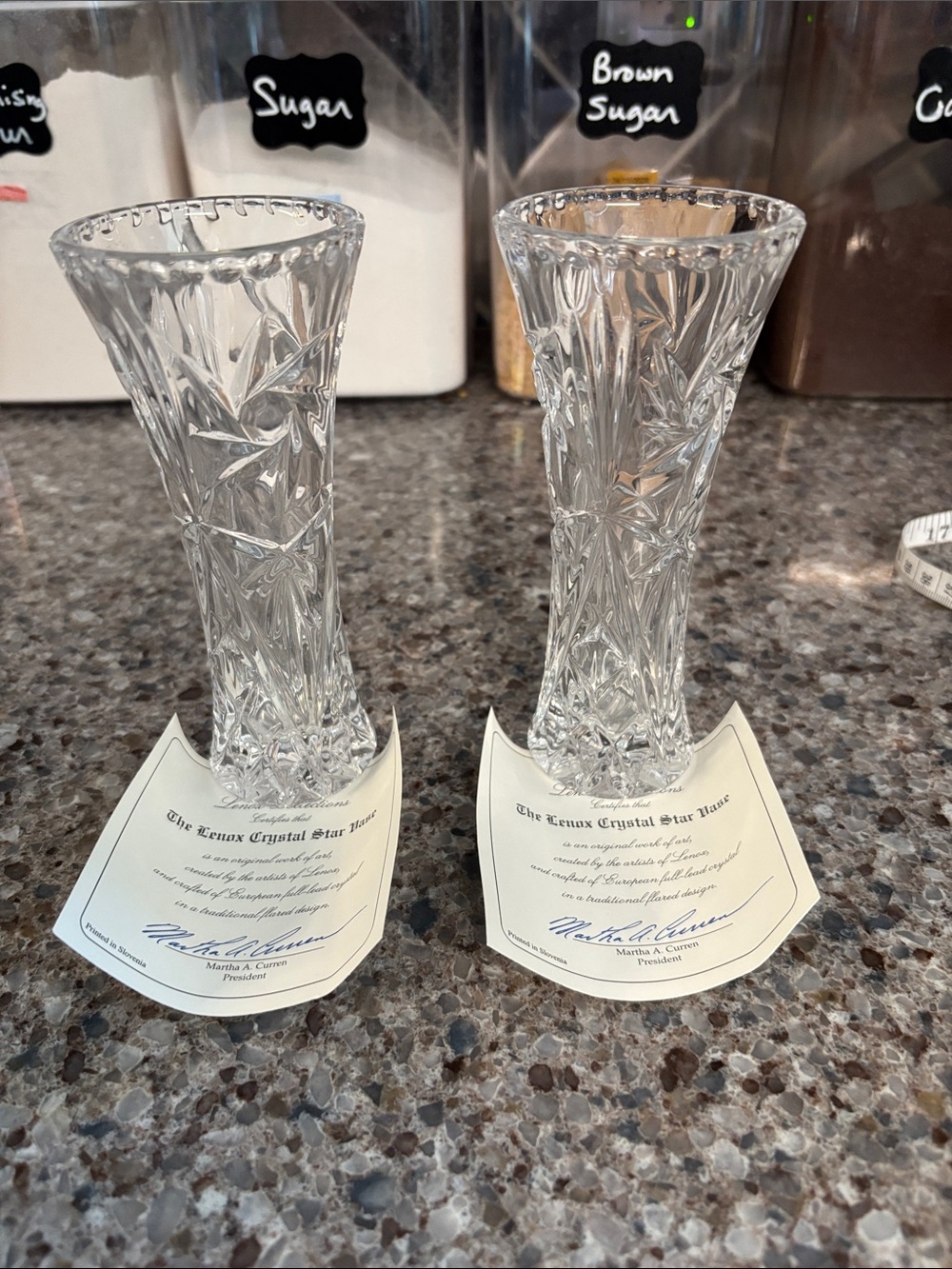 NWOT set of 2 Lenox Crystal Star Bud Vases
